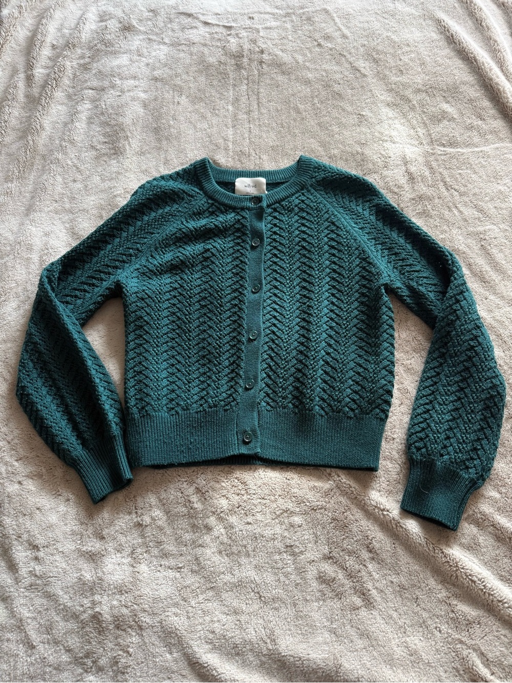 Aritzia Wilfred merino wool Women’s Teal Knit Button-Up Cardigan Sweater S